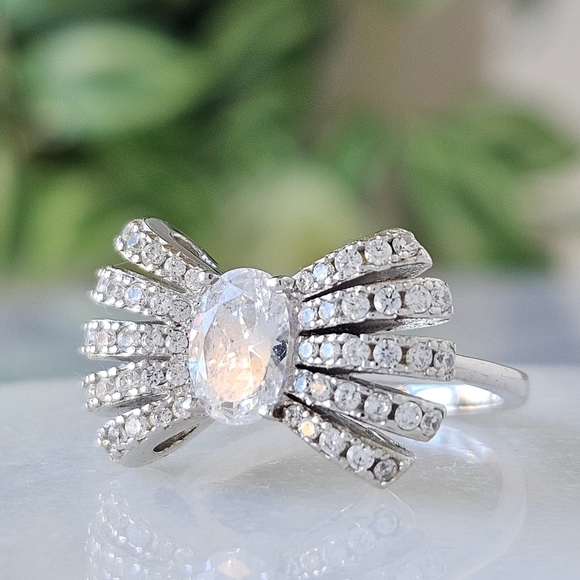 Silver Bow Ribbon Ring, Solid 925 Sterling Silver Charmed Aroma, Pandora Style - Picture 10 of 10